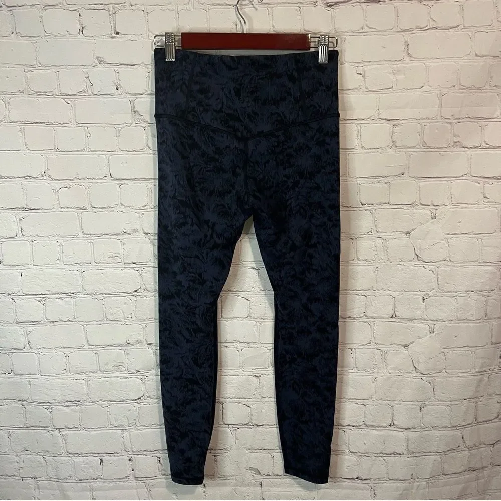 Athleta Elation Textured Tight Frosted Floral Black/ Blue SIZE MP